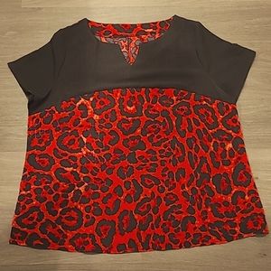 SHEIN Mulvari Plus Leopard Print V Wired Blouse 2XL